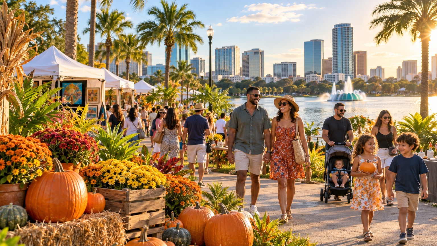 Things to do in Orlando this fall with pumpkins, palm trees, an outdoor market and a downtown lake