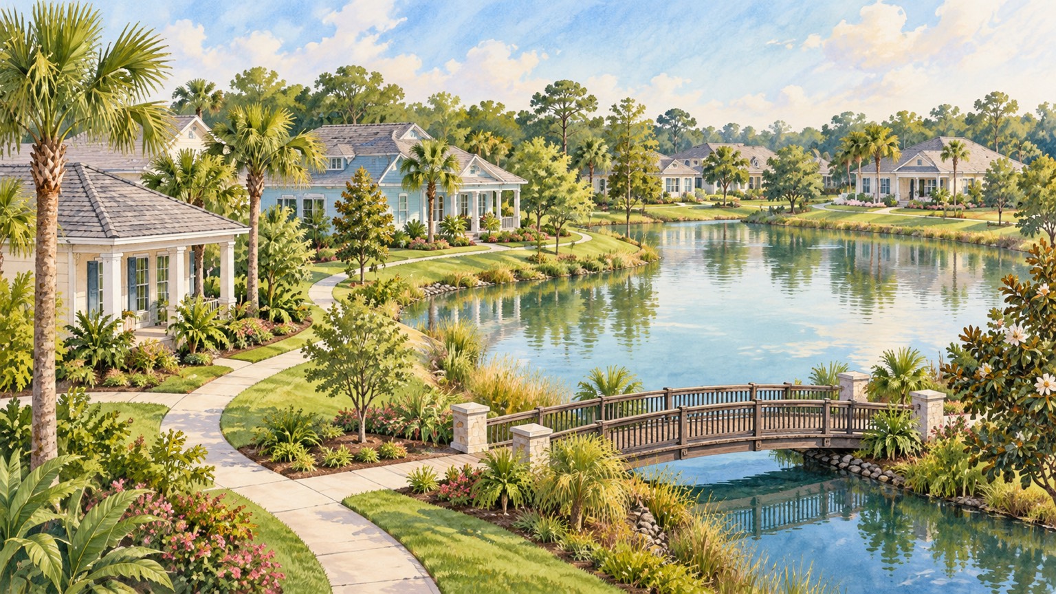 Cdd Fees in Orlando — Homebuyer Guide | Luxury Orlando Homes for Sale | Daniel Wilson Remax Orlando Real Estate Expert Illustrated homes, pond and walking paths for a CDD fees in Orlando guide