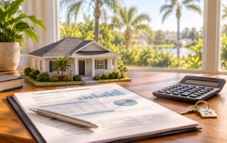 House model, appraisal paperwork and calculator illustrating a low appraisal in Orlando.