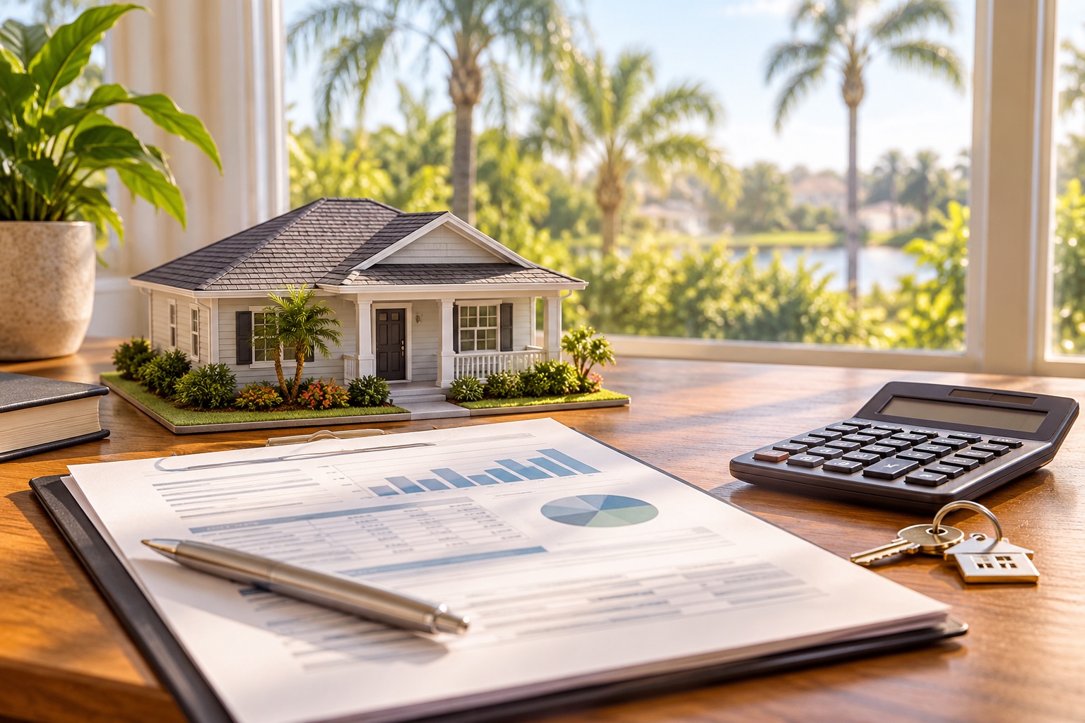 House model, appraisal paperwork and calculator illustrating a low appraisal in Orlando.